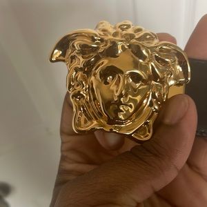 Versace Baroque Medusa Black Gold Reversible Belt 85/ 34”